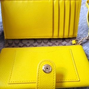 Yellow Leather Coach Wallet Clutch